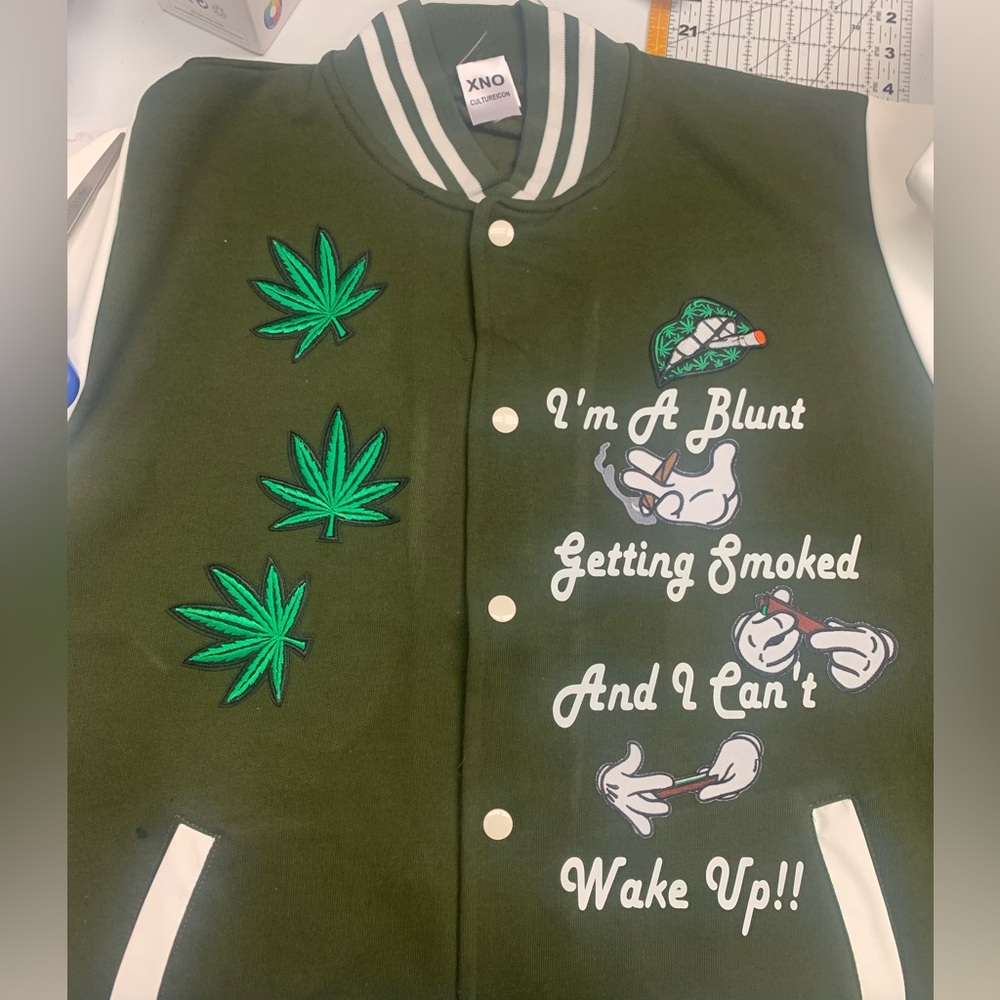 Forest Green and white Varsity Jacket 420 inspired
